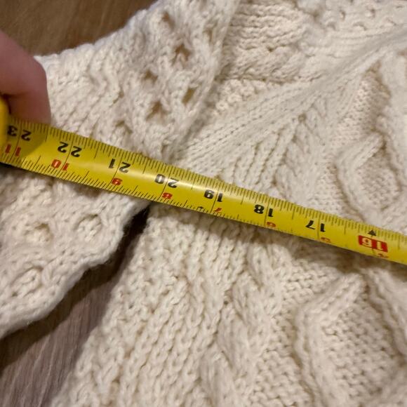 Vintage Men's Cable Knit Heavy Wool Cardigan Sweater Size M? Camel/Tan Button Up - Picture 4 of 6